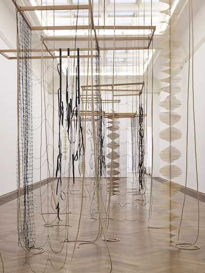 View of the exhibition Leonor Antunes the last days in Chimalistac at Kunsthalle Basel, 2013 - Courtesy Leonor Antunes and Kunsthalle Basel, photo Nick Ash