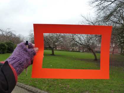 A cardboard viewfinder