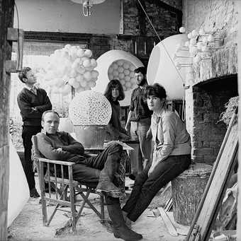 Patrick Caulfield and friends photographed by Peter Ward in 1961