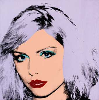 Warhol screen print portrait of Debbie Harry with lilac paint