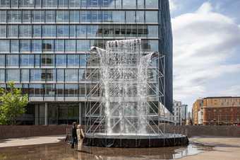 Waterfall at the entrance to Tate Modern