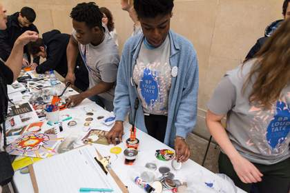 Badge making at BP Loud Tate: Code 2014