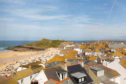 Rooftops of St Ives overlooking Portmehor Bay.