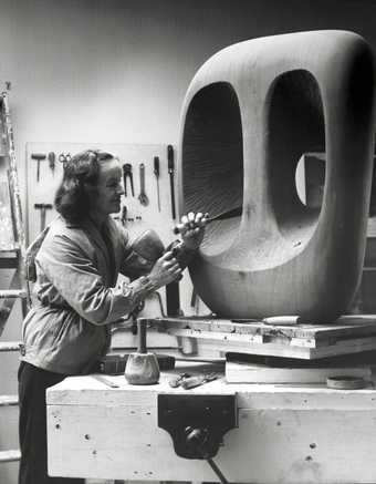 Barbara Hepworth in the Palais studio