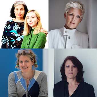 Collage of portrait photorgaphs of each of the speakers: Charlotte Fiell, Clementine Fiell, Faye Toogood, Ineke Hans and Kim Colin.