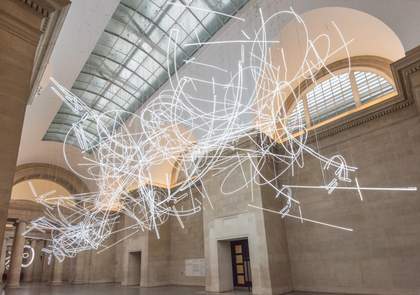 Cerith Wyn Evans installation in the Duveens