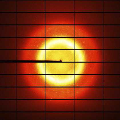 X-ray diffraction pattern of a protein crystal used to determine the protein structure of the 'Lynn Hershman' antibody - Courtesy the artist and Novartis