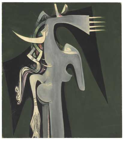 Painting showing an abstracted figure
