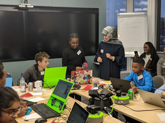 Young coders exploring physical computing and coding together