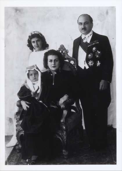 The artist and Prince Zeid Al-Hussein with Shirin and Prince Raad, Baghdad, 1938