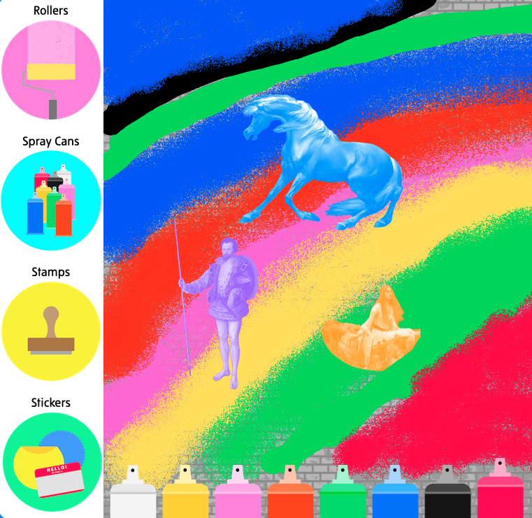 Street Art gameplay screenshot with graffiti spray cans