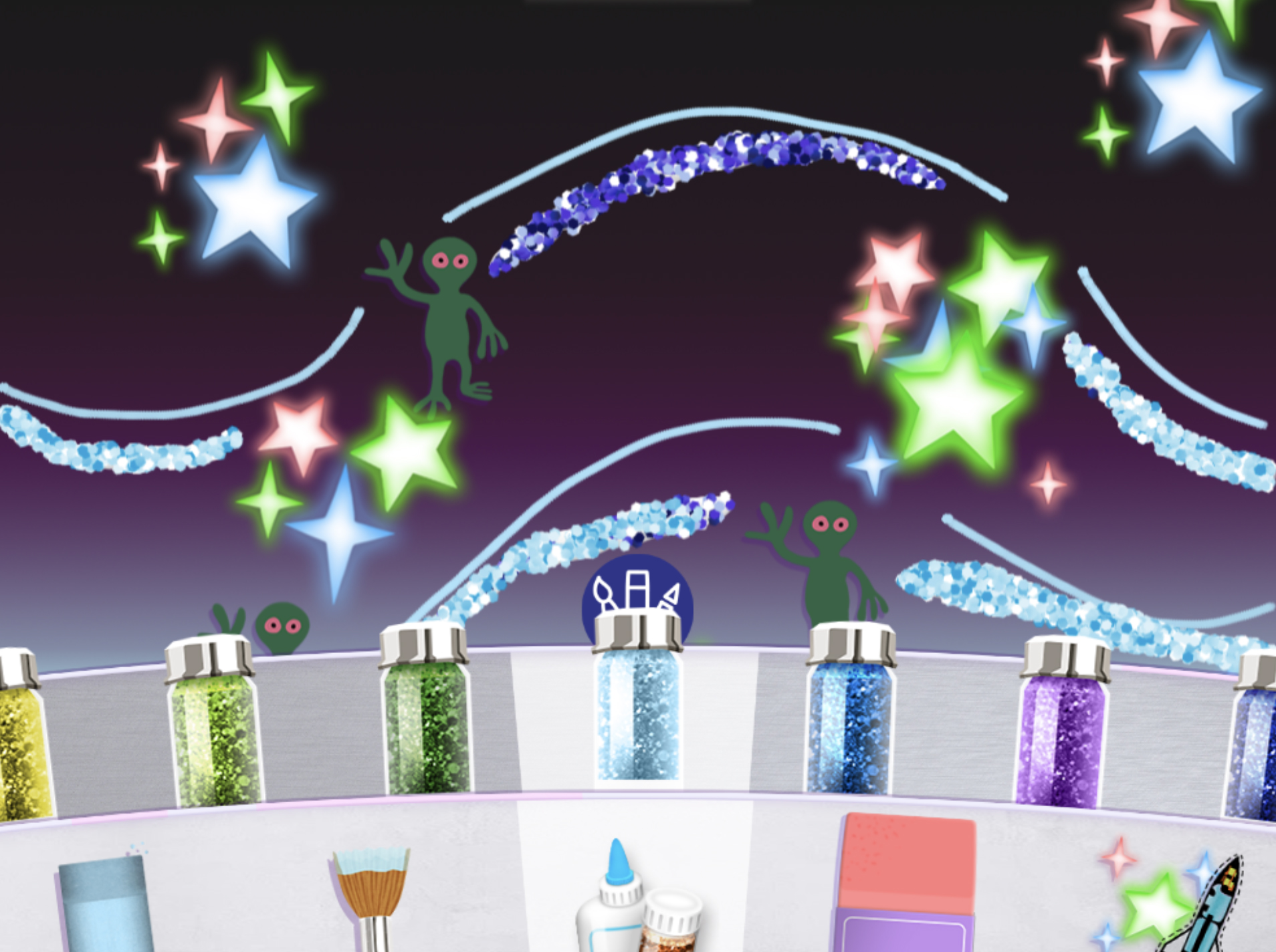 A screenshot from Tate Paint showing painting a space scene